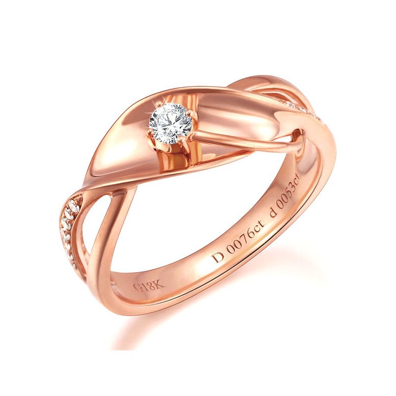Anello Donna - Oro rosa 3.50gr - Diamanti 0.129ct - 1