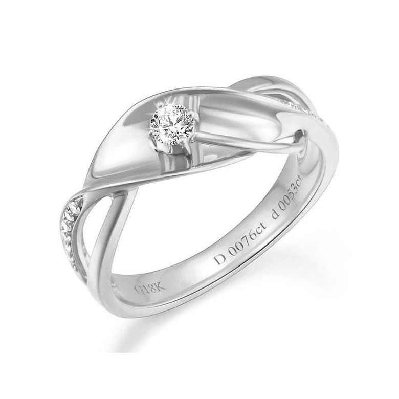 Anello Donna - Oro bianco 3.50gr - Diamanti 0.129ct - 1