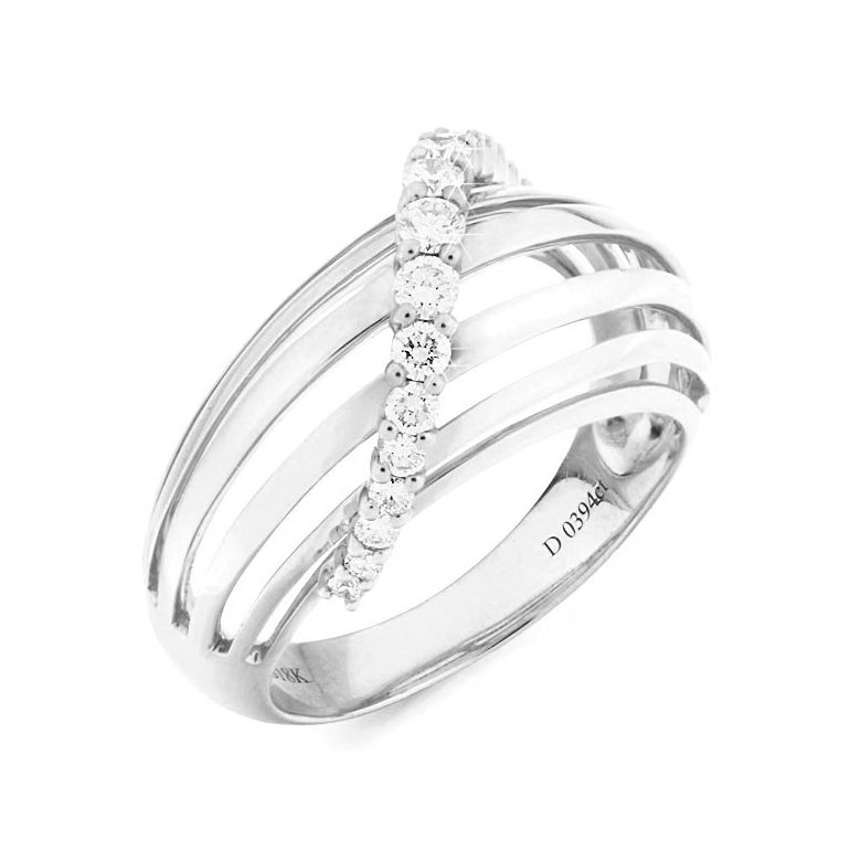 Anello Donna - Oro bianco 5.98gr - Diamanti 0.394ct - 1