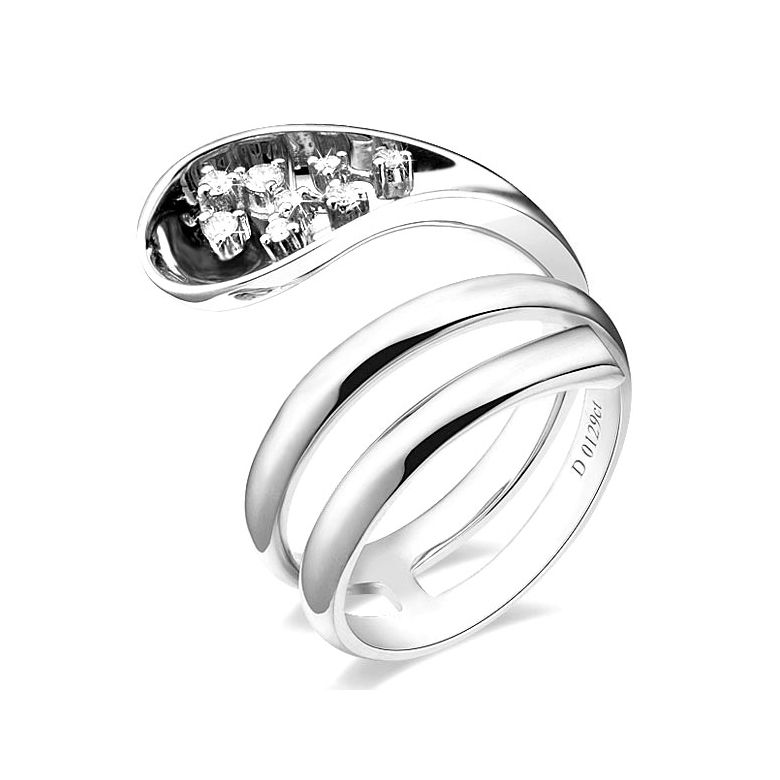 Anello Donna - Oro bianco 9.30gr - Diamanti 0.129ct - 1
