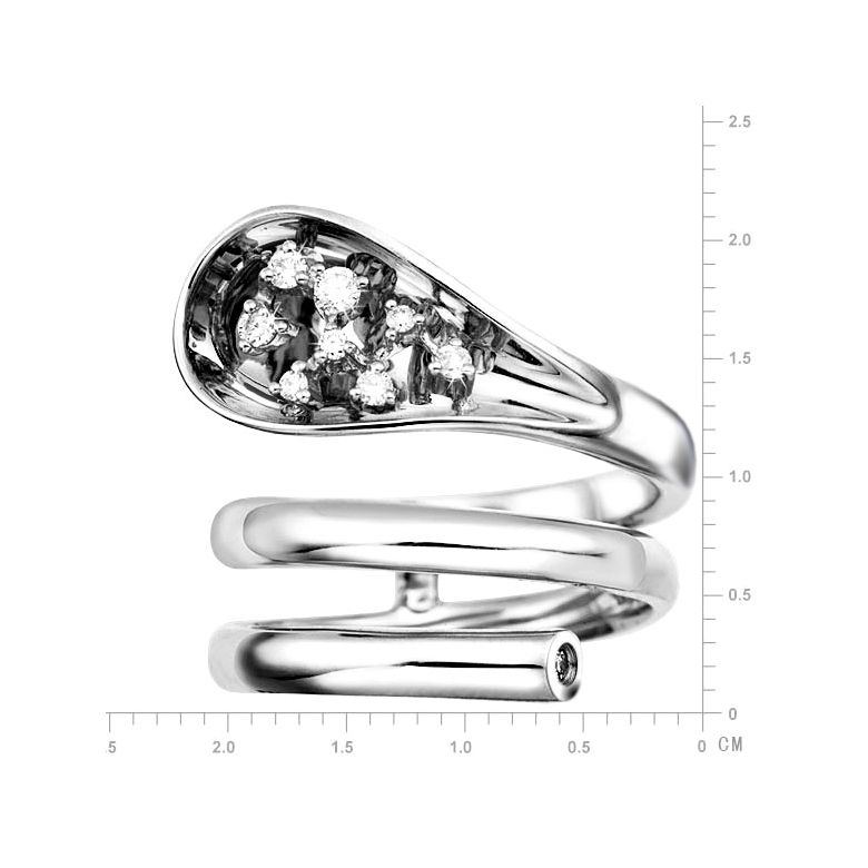 Anello Donna - Oro bianco 9.30gr - Diamanti 0.129ct - 3
