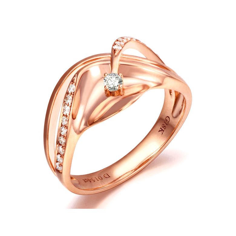 Anello Donna - Oro rosa 3.95gr - Diamanti 0.154ct - 1