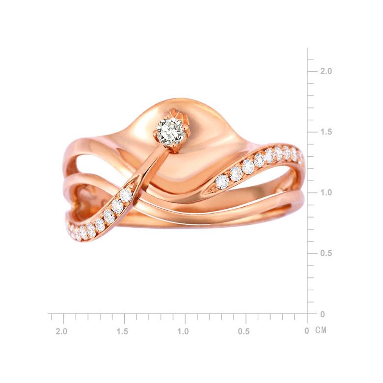Anello Donna - Oro rosa 3.95gr - Diamanti 0.154ct - 2