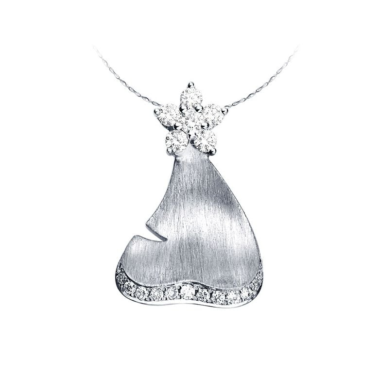 Ciondolo - Oro bianco 2.68gr - Diamanti 0.250ct - 1