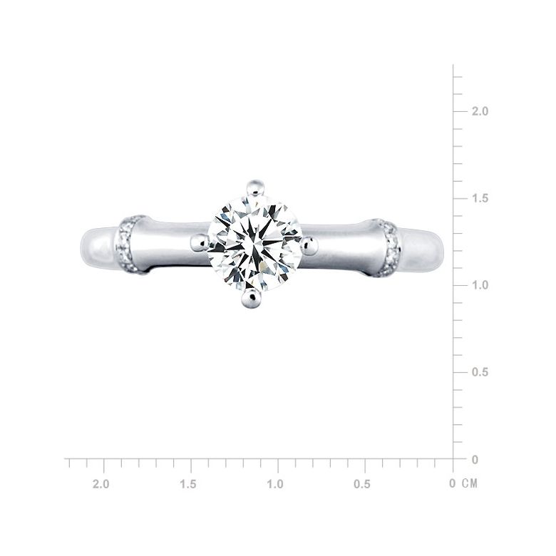 Anello di Fidanzamento Solitario Bambù Vegetale - Oro Bianco & Diamanti | Gemperles - 2