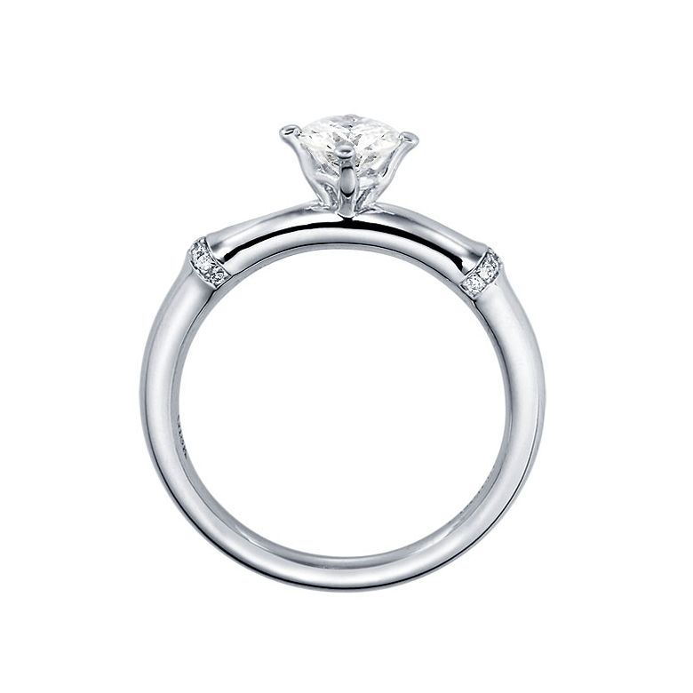 Anello di Fidanzamento Solitario Bambù Vegetale - Oro Bianco & Diamanti | Gemperles - 3