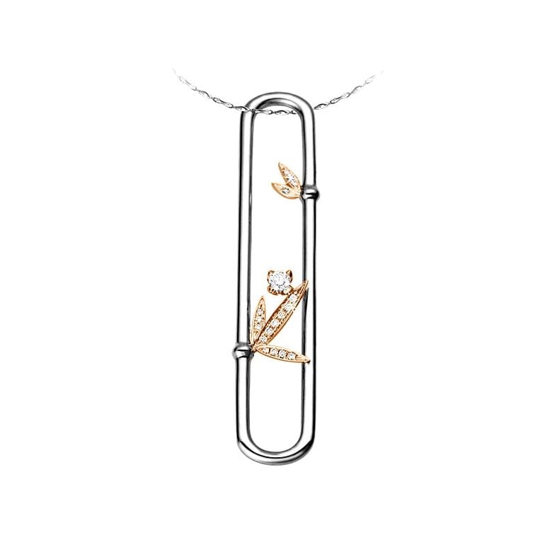 Ciondolo - Oro bianco, giallo 6.80gr - Diamanti 0.173ct - 1