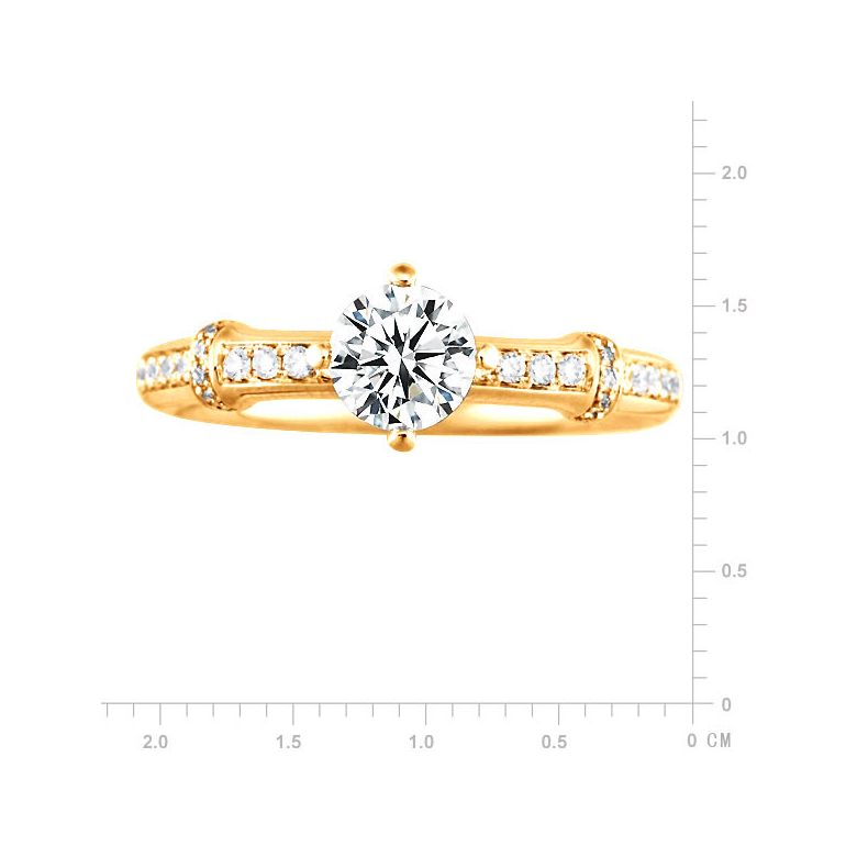Anello Bambù Solitario - Oro Giallo 18kt & Diamante | Gemperles - 2