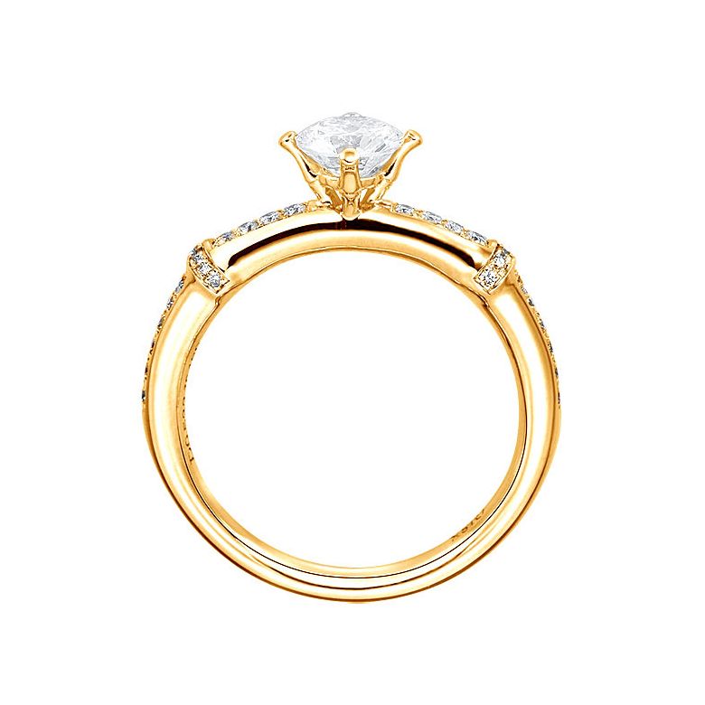 Anello Bambù Solitario - Oro Giallo 18kt & Diamante | Gemperles - 3