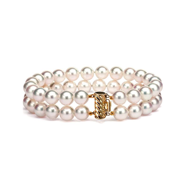 Braccialetto A Due Fili Amaya - Perle Bianche Akoya Giapponesi 6.5/7mm, AAA - 1