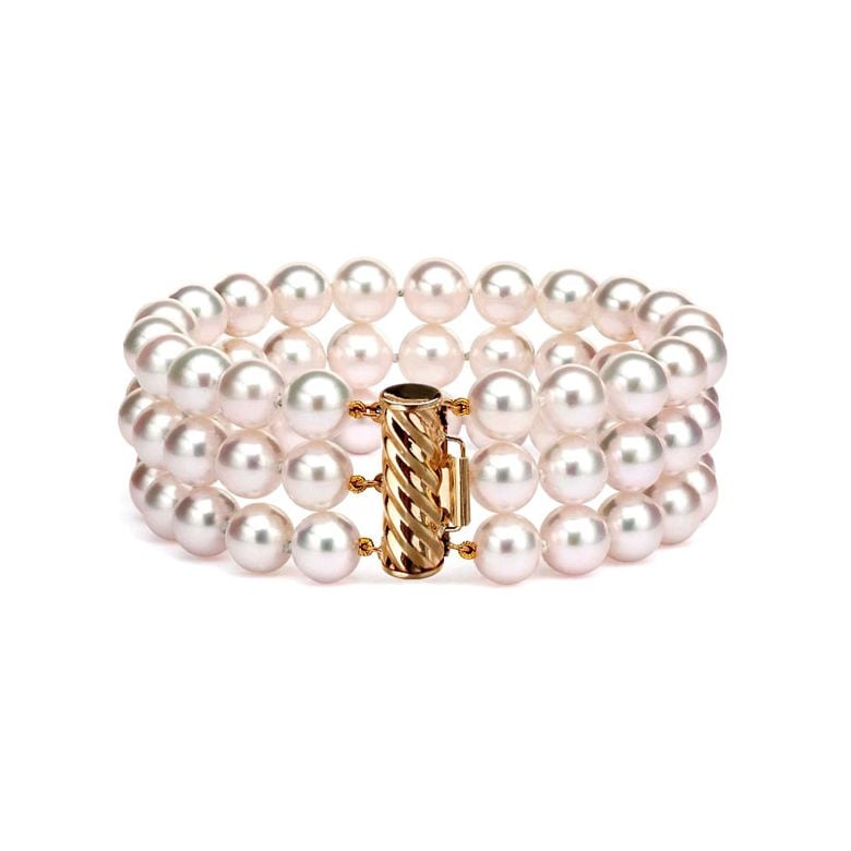 Braccialetto A Tre Fili Chibana - Perle Bianche Akoya Giapponesi 6.5/7mm, AAA - 1
