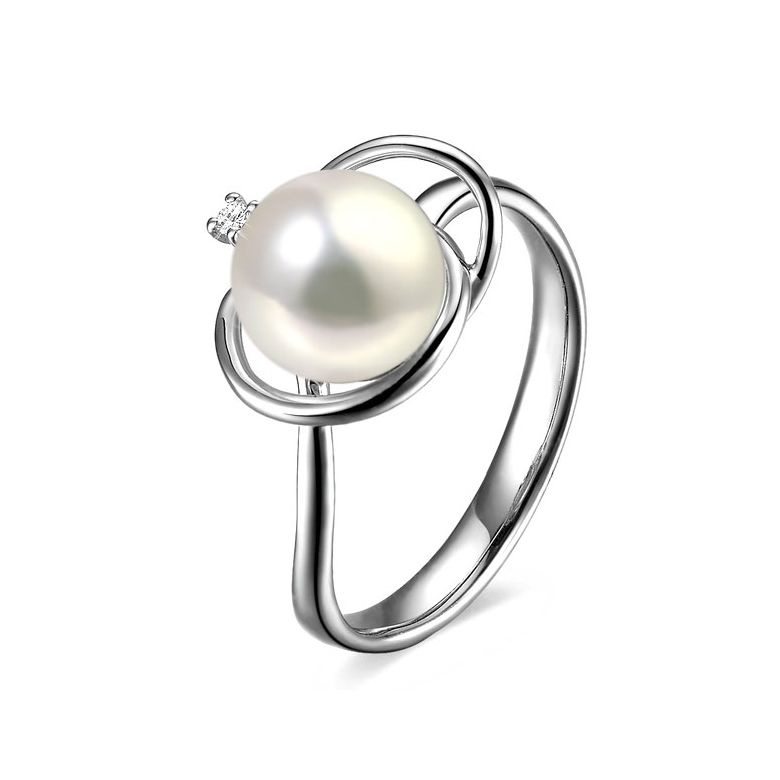 Anello Résurrection - Oro Bianco 18kt, Diamante e Perla d'Acqua Dolce - 1