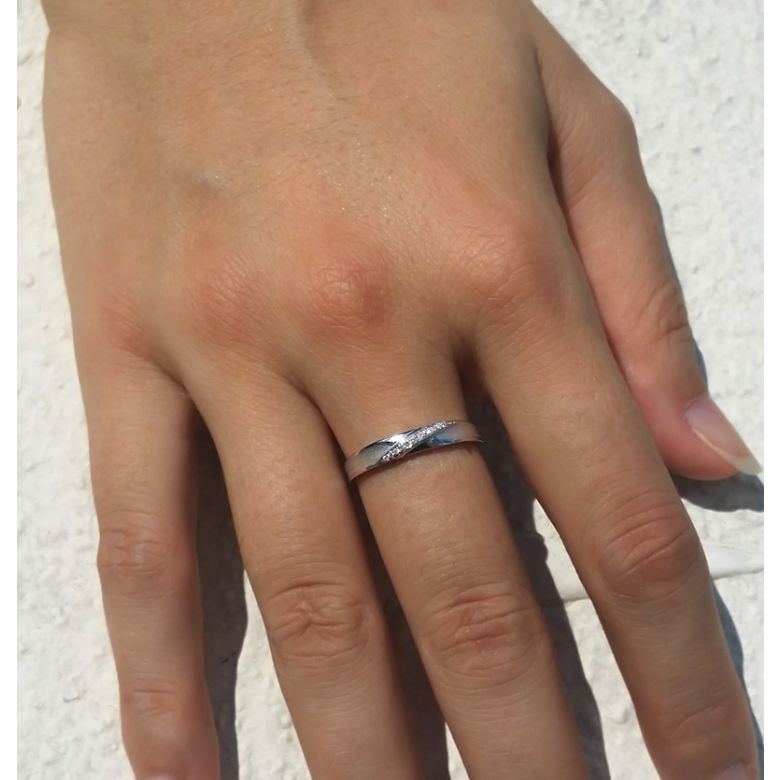 Fede Nuziale Donna Yavana - Oro Bianco 18kt e Diamanti VS/G - 5