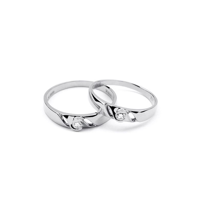Fede Nuziale da Donna Maëlla - Oro Bianco, Diamante - 5