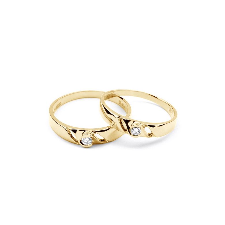 Fede Nuziale da Donna Conchessa - Oro Giallo, Diamante - 5