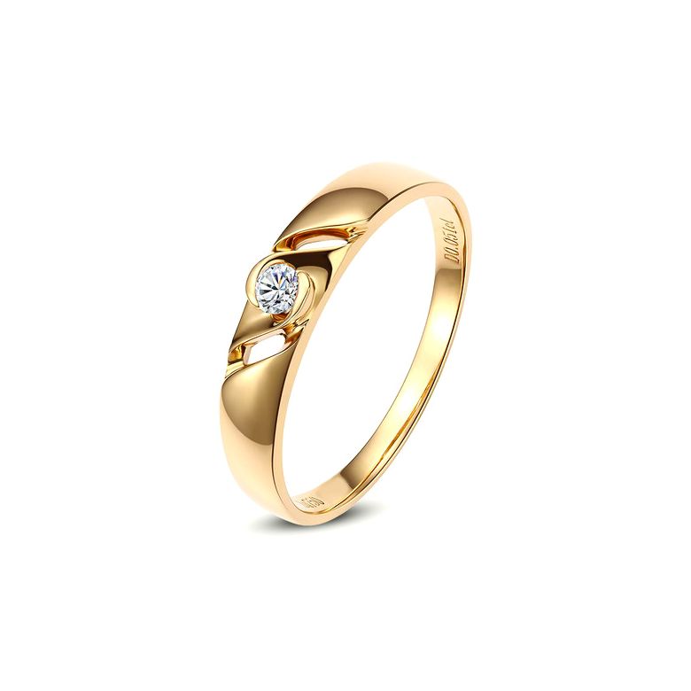 Fede Nuziale da Donna Conchessa - Oro Giallo, Diamante - 2
