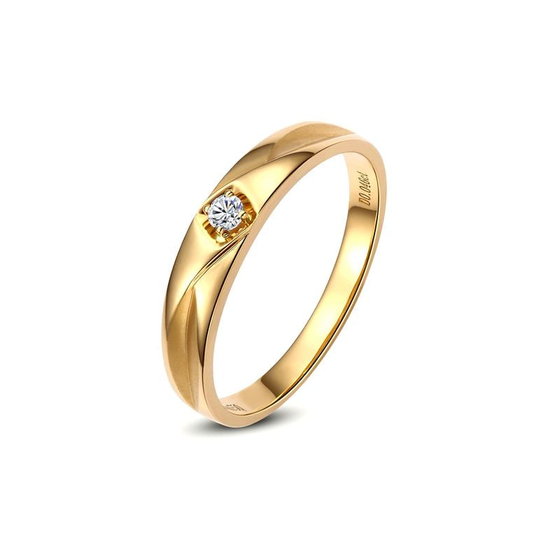 Fede Nuziale Glenys da Donna - Anello in Oro Giallo e Diamante - 1