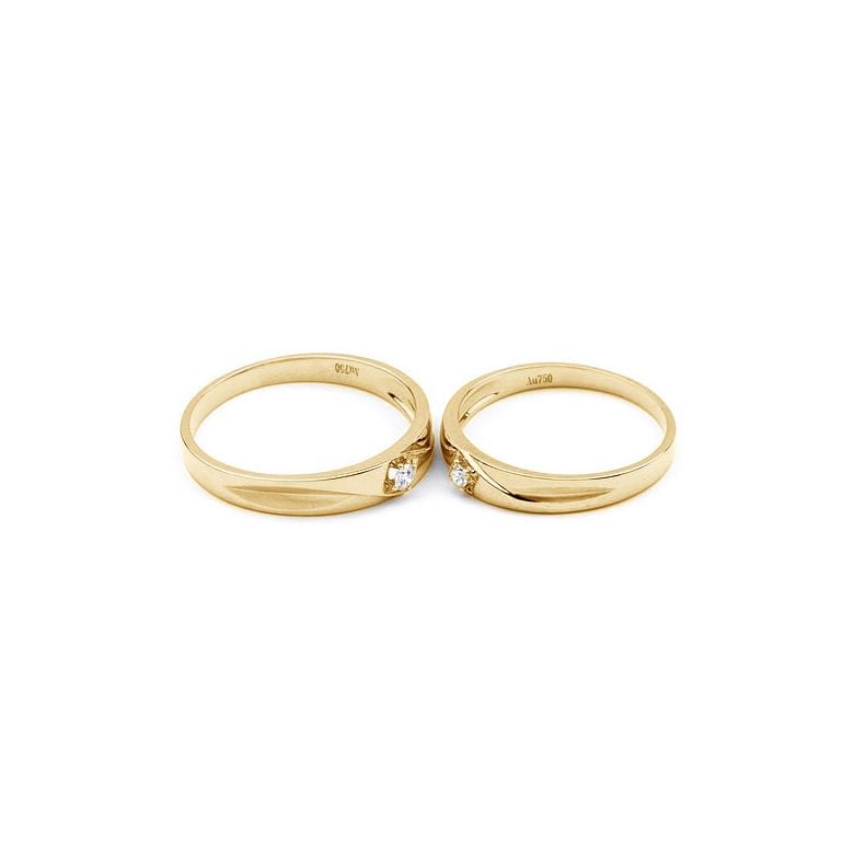 Coppia di Fedi Nuziali Glenys & Fonda - Oro Giallo e Diamante - 4