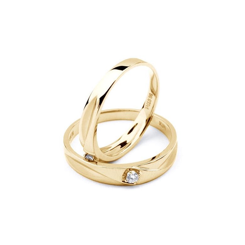 Coppia di Fedi Nuziali Glenys & Fonda - Oro Giallo e Diamante - 3