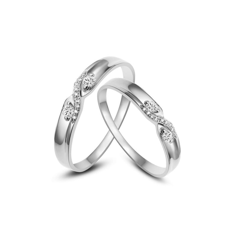 Fede Nuziale da Donna Monika - Oro Bianco e Diamanti - 2