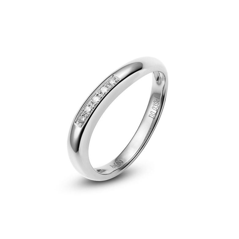 Fede nuziale Donna. Platino. Diamanti 0.040ct - 1