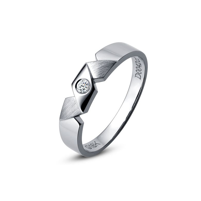 Fede per Uomo - Oro bianco 4.10gr - Diamante 0.045ct - 1
