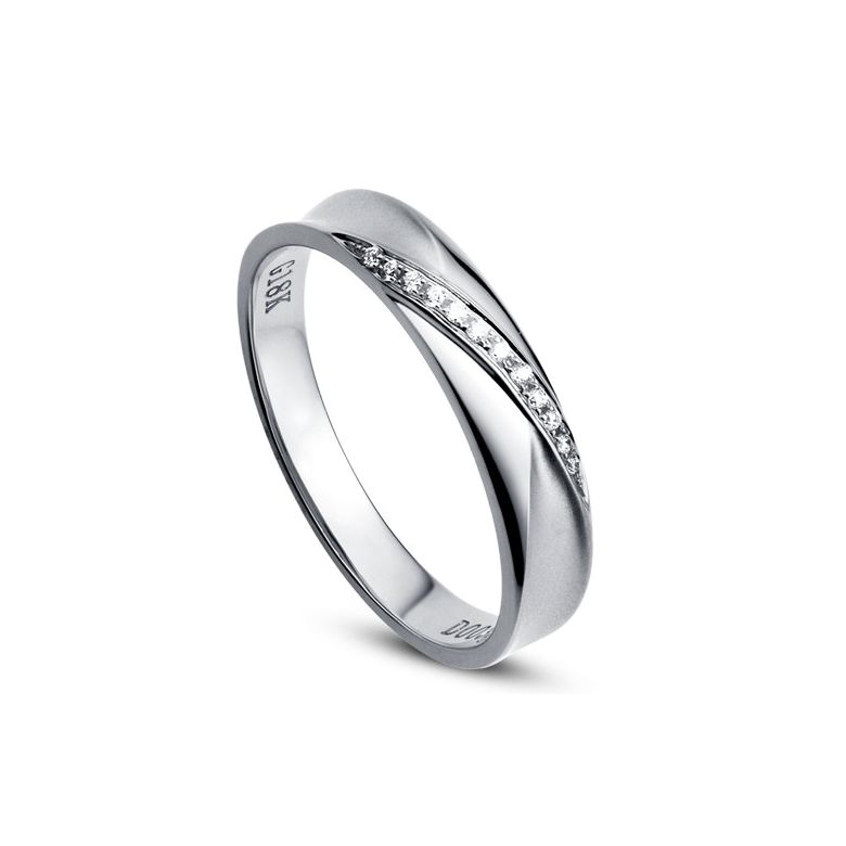 Fede Nuziale Donna Yavana - Oro Bianco 18kt e Diamanti VS/G - 2