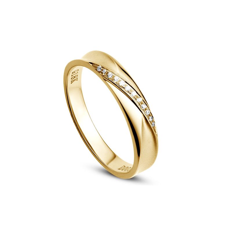 Fede Nuziale Donna Emilia - Oro Giallo 18kt e Diamanti VS/G - 2