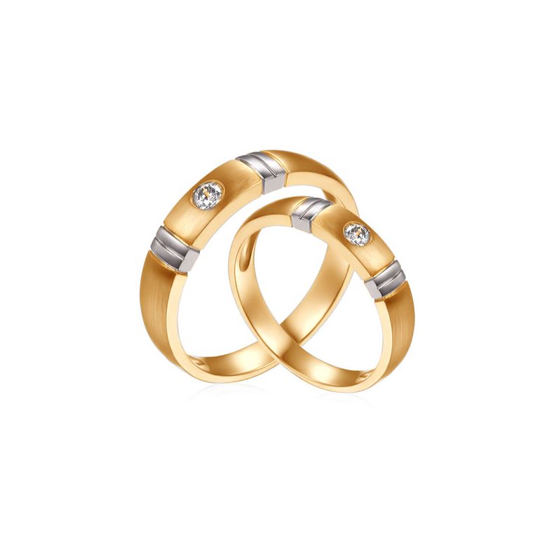 Coppia Fedi Nuziali. Diamanti, oro giallo e bianco | Garbo & Anderson - 1