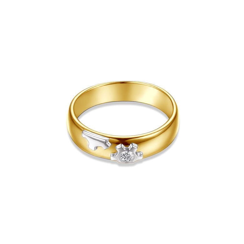 Fede donna oro giallo & bianco 18ct, diamante brillante | Azur - 1