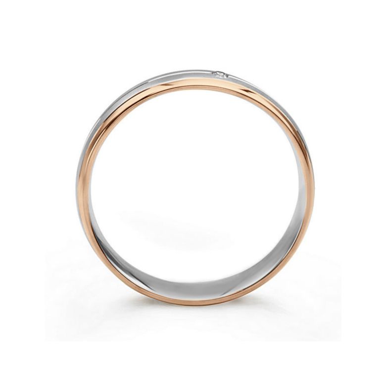 Fede Donna - 2 Ori 3.10gr - Diamanti 0.015ct oro bianco e rosa - 4