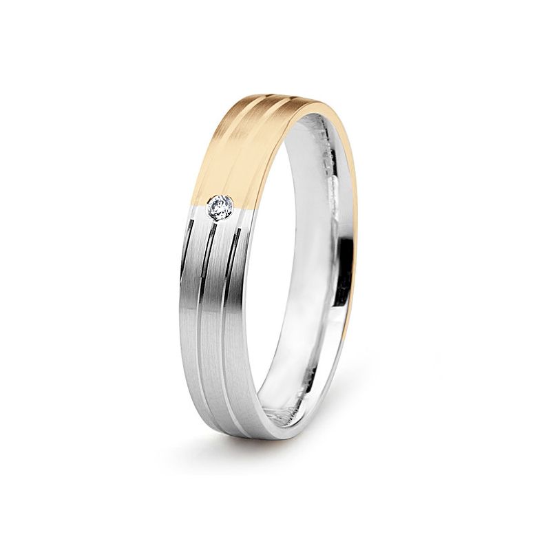 Fede Donna - 2 Ori 3.10gr - Diamanti 0.015ct oro bianco e rosa - 1