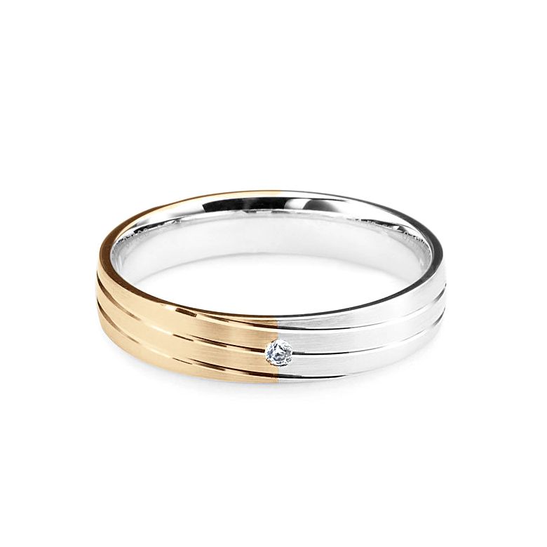 Fede Donna - 2 Ori 3.10gr - Diamanti 0.015ct oro bianco e rosa - 3