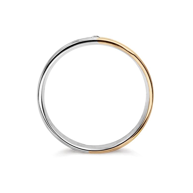 Fede Donna - 2 Ori 3.10gr - Diamanti 0.015ct oro bianco e rosa - 4