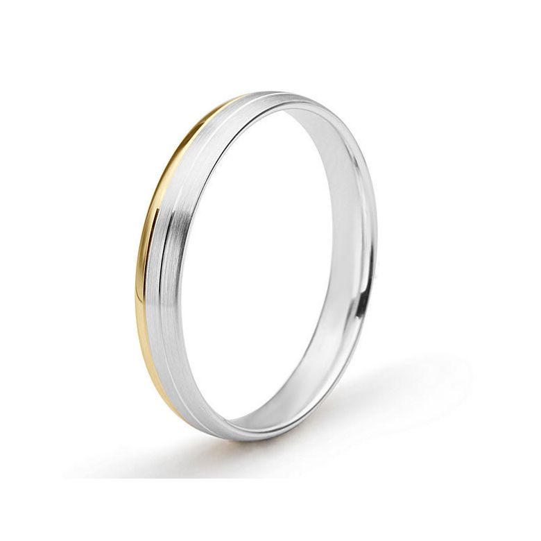 Fede Nuziale Gary per Uomo - Fascia Oro Bianco e Giallo 18kt - 1