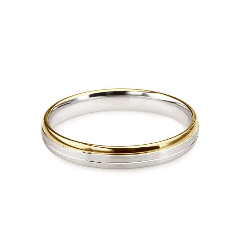 Fede Nuziale Gary per Uomo - Fascia Oro Bianco e Giallo 18kt - 5