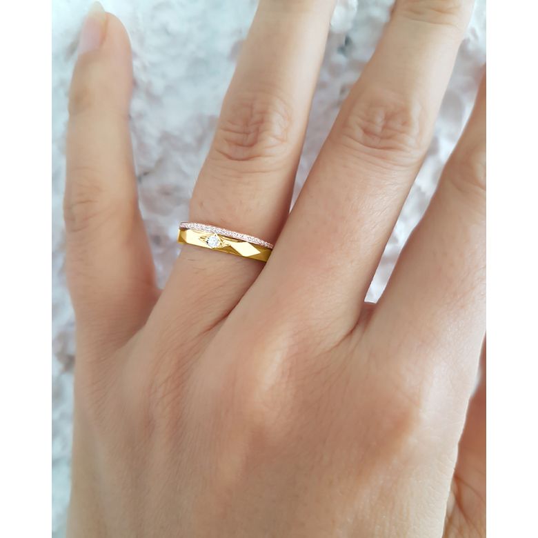 Fede Nuziale da Donna Chira - Oro Giallo e Rosa - 3