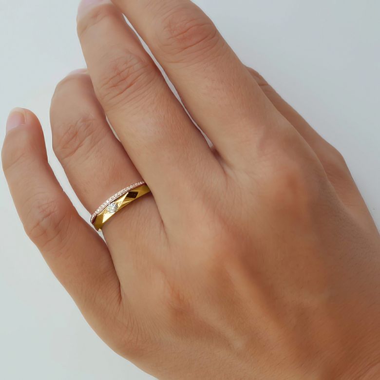 Fede Nuziale da Donna Chira - Oro Giallo e Rosa - 6