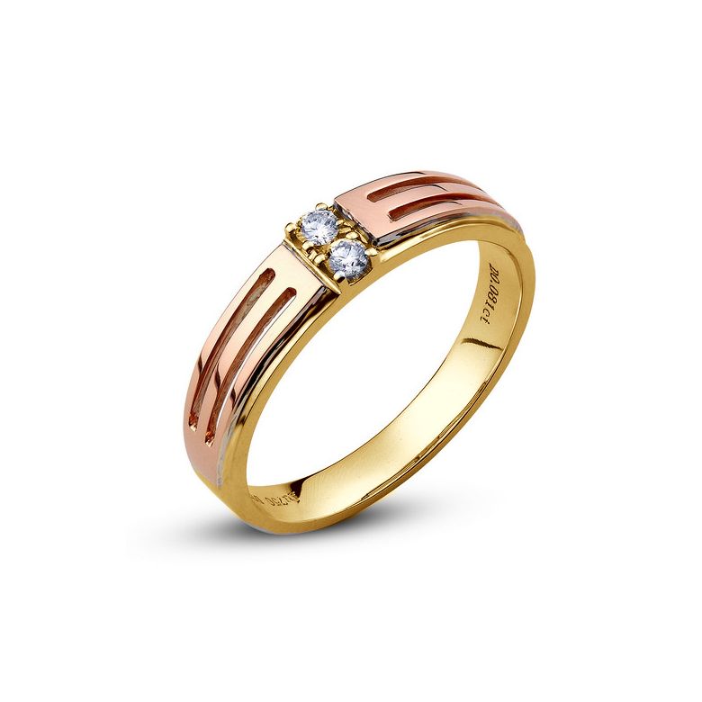 Fede Nuziale Gladis per Donna - Oro Giallo e Rosa, Diamanti - 1