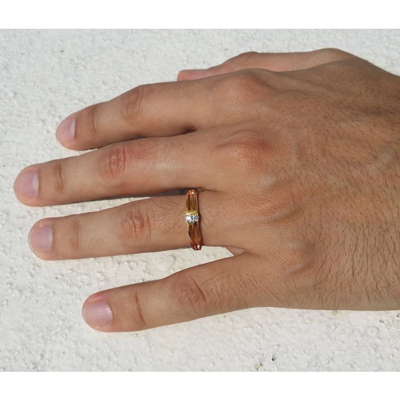 Fede Nuziale Gladis per Donna - Oro Giallo e Rosa, Diamanti - 2