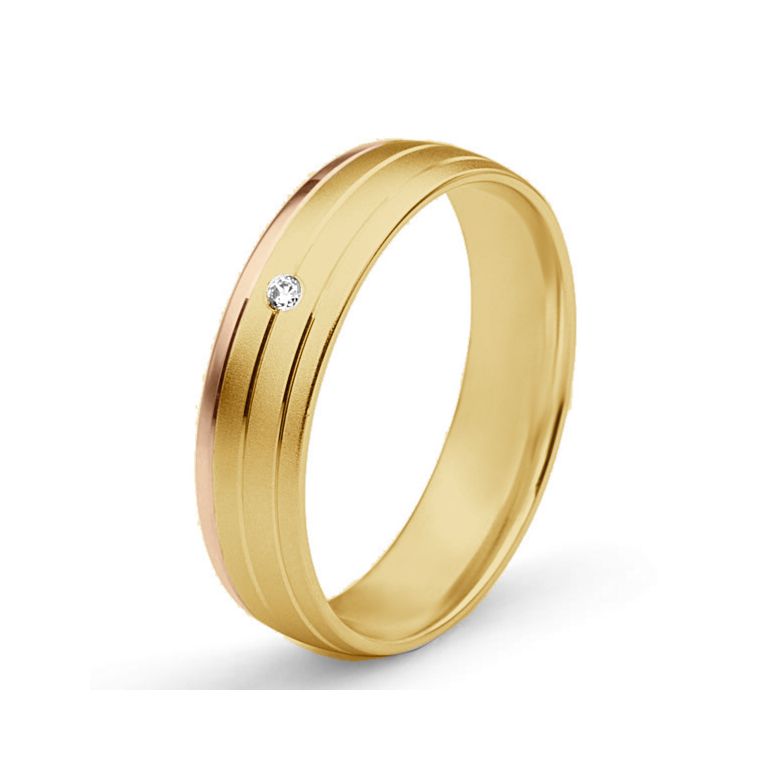 Fede Donna - 2 Ori 3.10gr - Diamanti 0.015ct oro giallo e rosa - 1