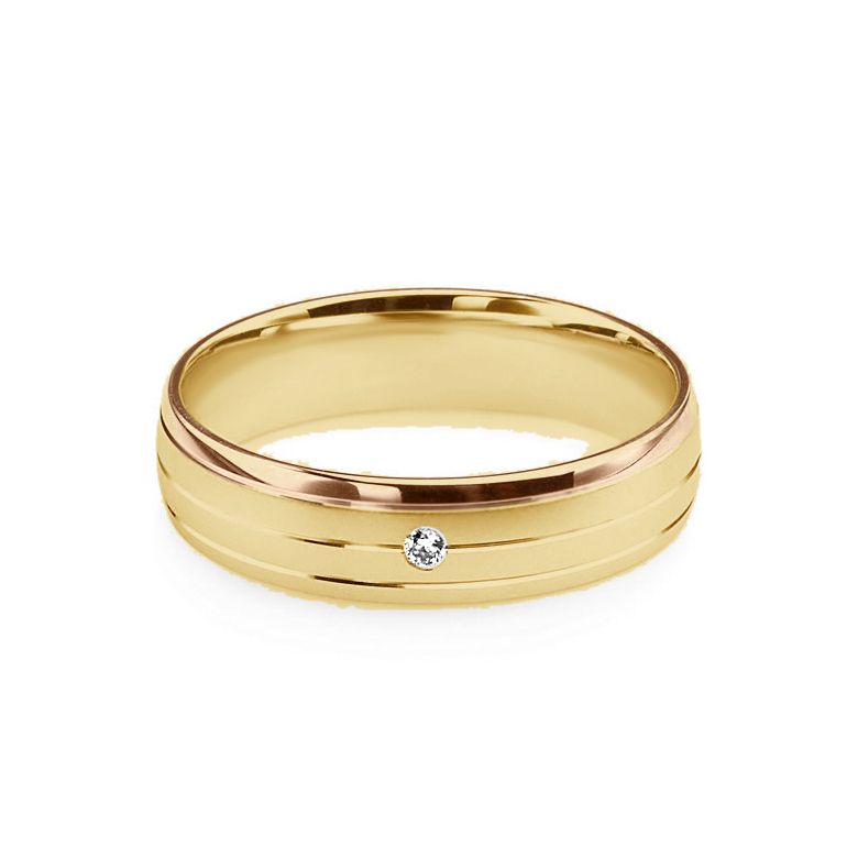 Fede Donna - 2 Ori 3.10gr - Diamanti 0.015ct oro giallo e rosa - 3