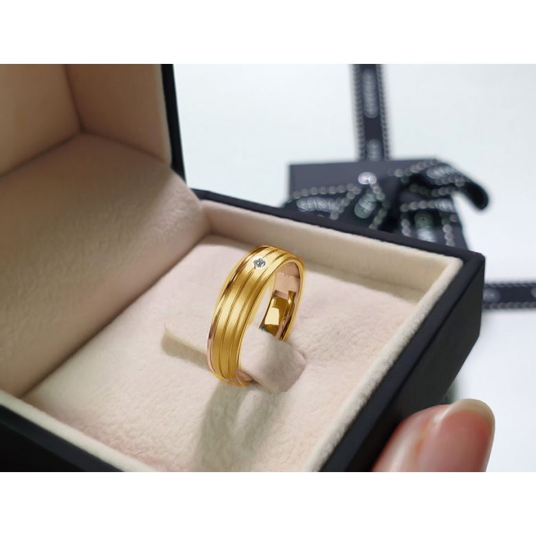 Fede Donna - 2 Ori 3.10gr - Diamanti 0.015ct oro giallo e rosa - 6