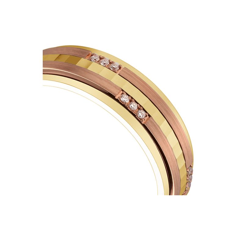Fede Uomo - 2 Ori 7.33gr - Diamanti 0.100ct oro giallo e rosa - 4