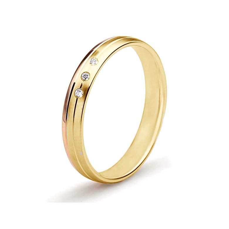Fede Nuziale Bergman per Donna - Oro Giallo e Rosa con Diamanti - 2