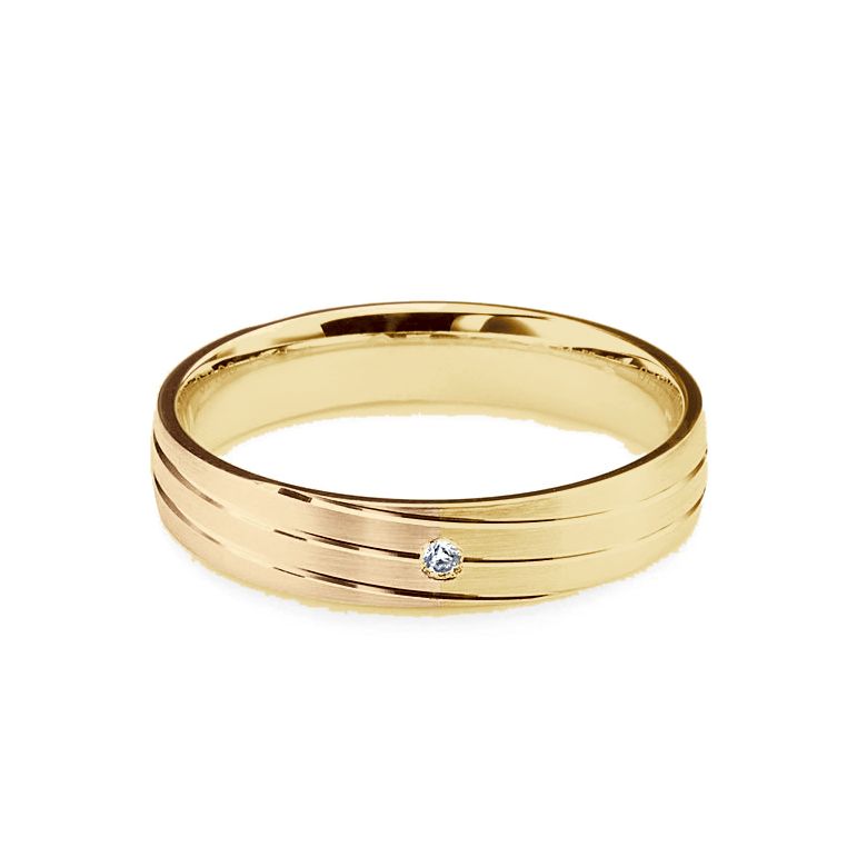 Fede Donna - 2 Ori 3.10gr - Diamanti 0.015ct oro giallo e rosa - 3
