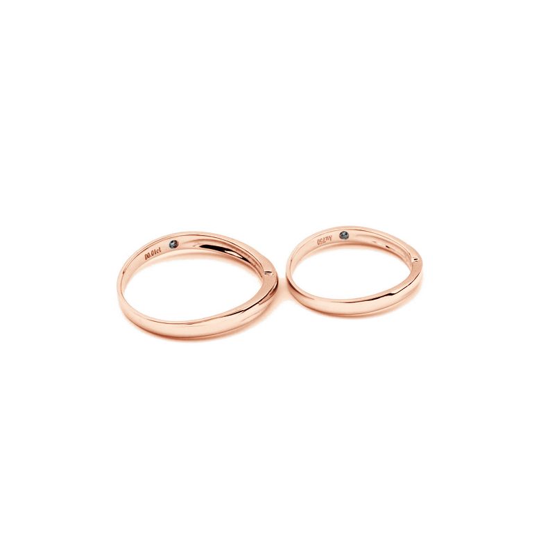 Coppia di Fedi Nuziali Birdy & Jost - Fedine in Oro Rosa e Diamante - 4