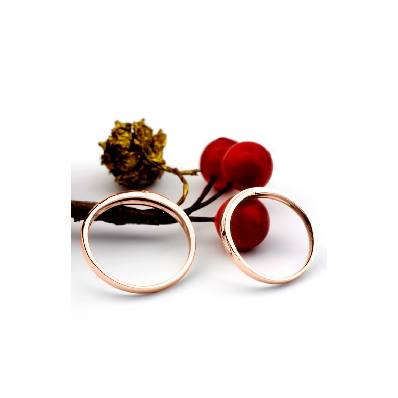 Coppia di Fedi Nuziali Birdy & Jost - Fedine in Oro Rosa e Diamante - 5