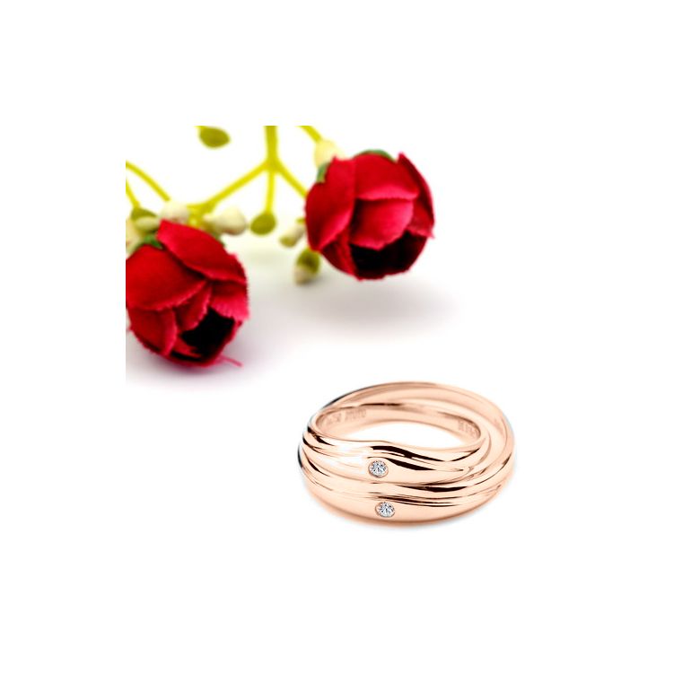 Fedi Nuziali Corentine & Gildas - Oro Rosa e Diamante - 3