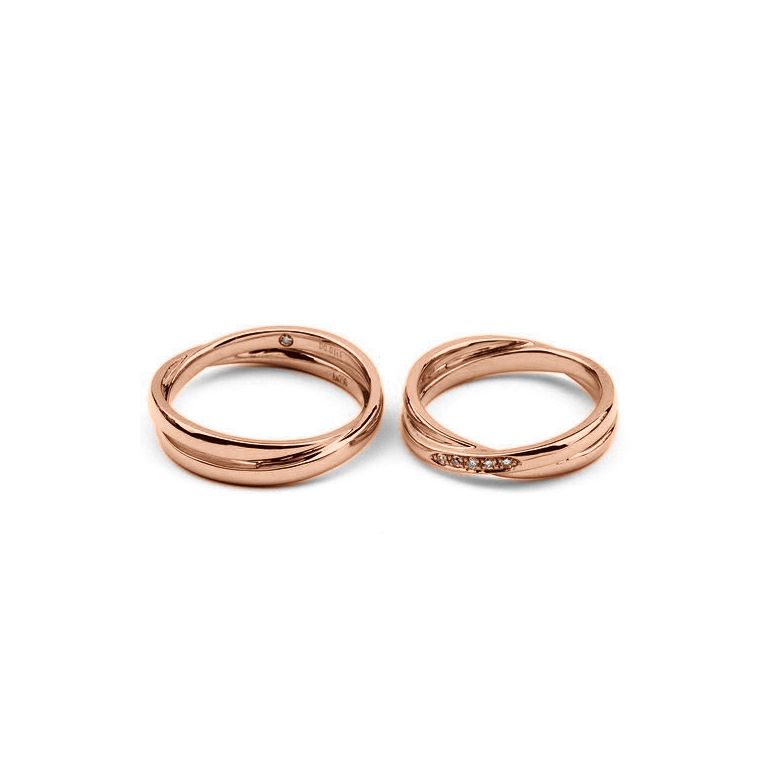 Fedi Nuziali Marthe & Orli - Oro Rosa, Diamanti - 2